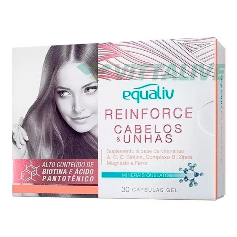 Equaliv Reinforce é Bom Para Queda De Cabelo Equaliv Reinforce Cabelos E Unhas Com 30 Cápsulas - farmagora