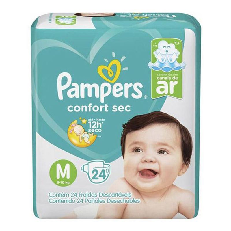 Fralda Pampers Confort Sec M Pacotão Com 24 Unidades Farmagora