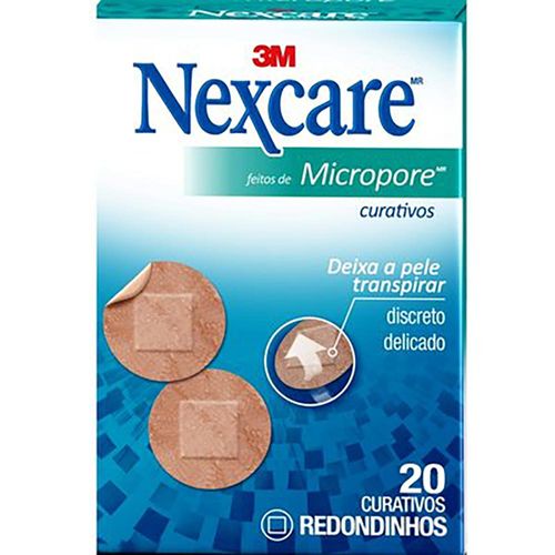 Curativos-3m-Nexcare-Micropore-Redondo-Com-20-Unidades