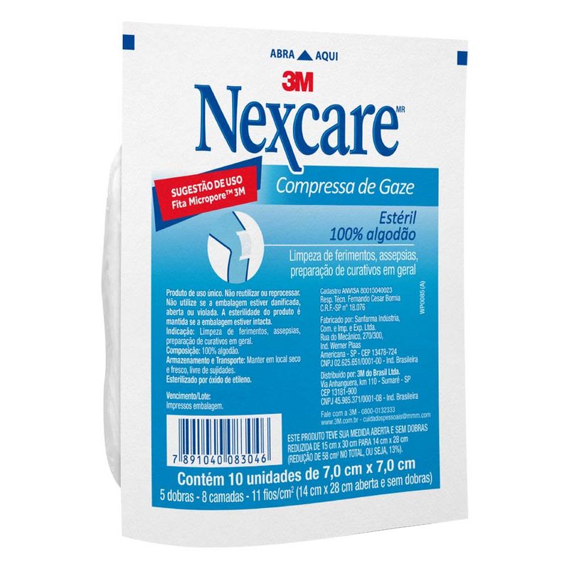Compressa-Gaze-3m-Nexcare-Com-10-70cmx70cm-Esteril Compressa-Gaze-3m-Nexcare-Com-10-70cmx70cm-Esteril