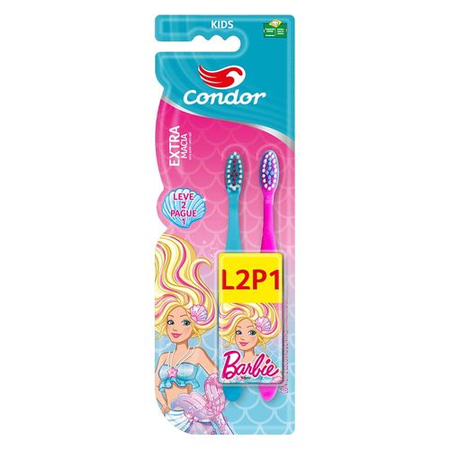Escova-Dental-Condor-Barbie-Kids-Leve-2-Pague-1-Extra-Macia-Especial