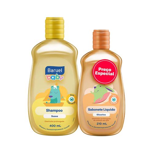 Shampoo-Baruel-Baby-400ml-Suave---Sabonete-Liquido-Glicerina-210ml-Especial