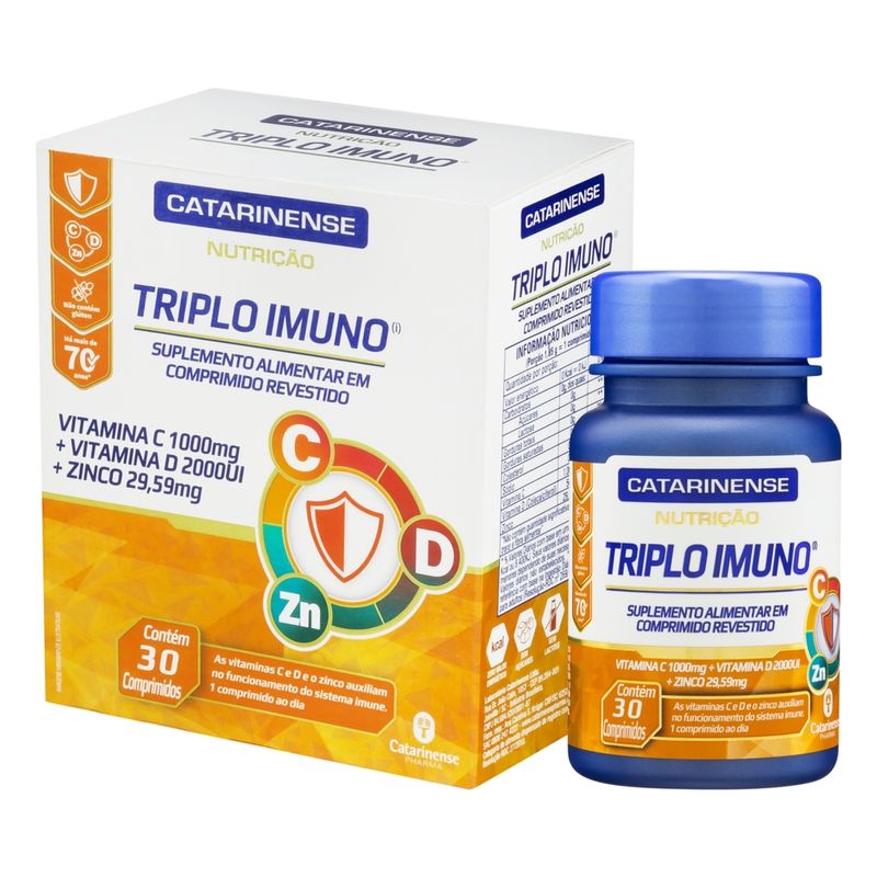 Triplo-Imuno--vitamina-C-Vitamina-D-E-Zinco---30-Comprimidos--Catarinense-Nutricao