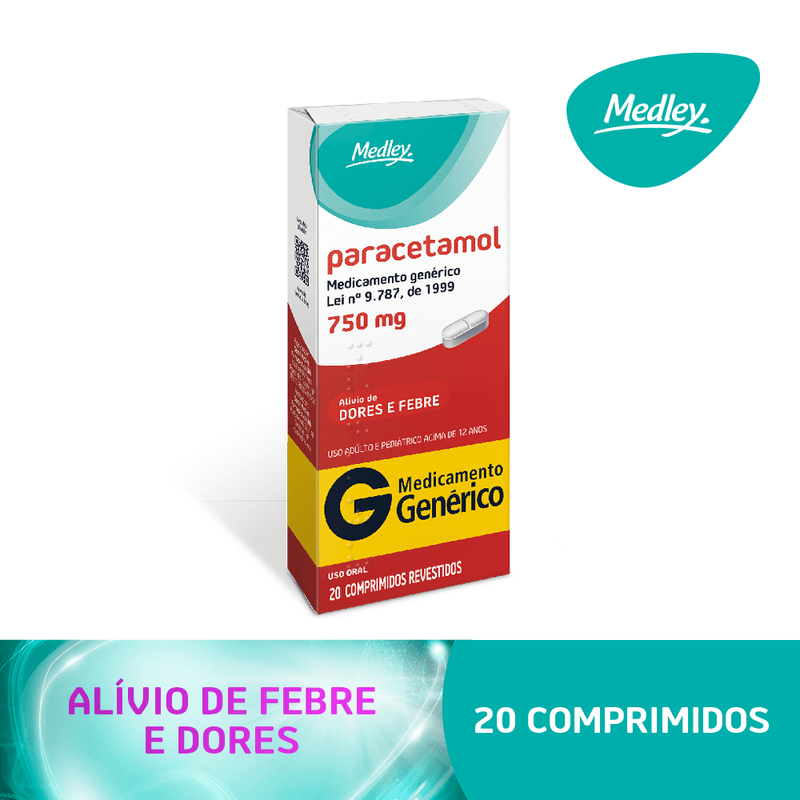Paracetamol-Medley-750mg-Com-20-Comprimidos