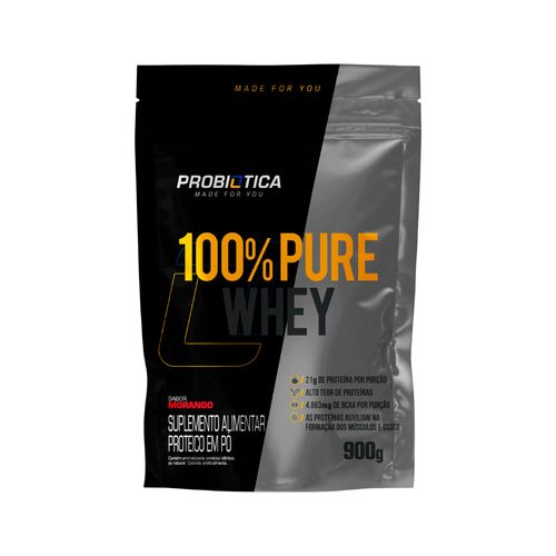 Suplemento-Probiotica-100--Pure-Whey-900gr-Morango