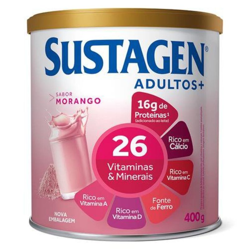 Complemento-Alimentar-Sustagen-Adultos--Sabor-Morango---Lata-400g