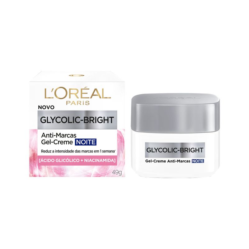 Gel-Creme-Anti-Marcas-Noite-Acido-Glicolico-e-Niacinamida-Loreal-Glycolic-Bright-49g