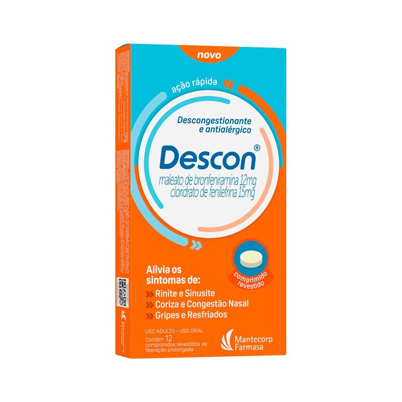 -Descon-Maleato-De-Bronfeniramina-12mg---Cloridrato-De-Fenilefrina-15mg-Com-12-Comprimidos--