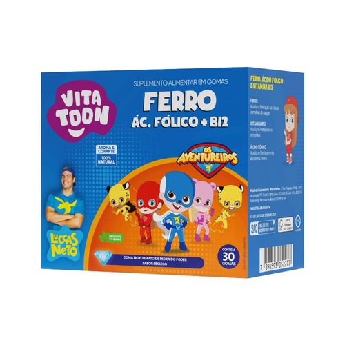 Vitatoon-Ferro---Acido-Folico---B12-Com-30-Gomas-Pessego