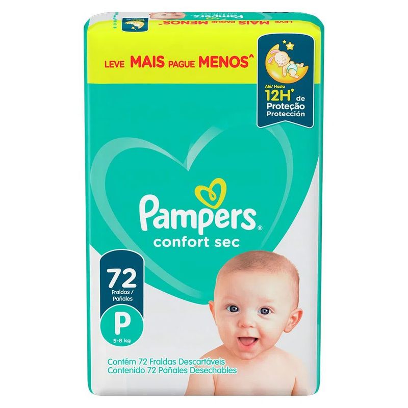 Fralda-Pampers-Confort-Sec-Tamanho-P-Super-Com-72-Unidades-Fortebag