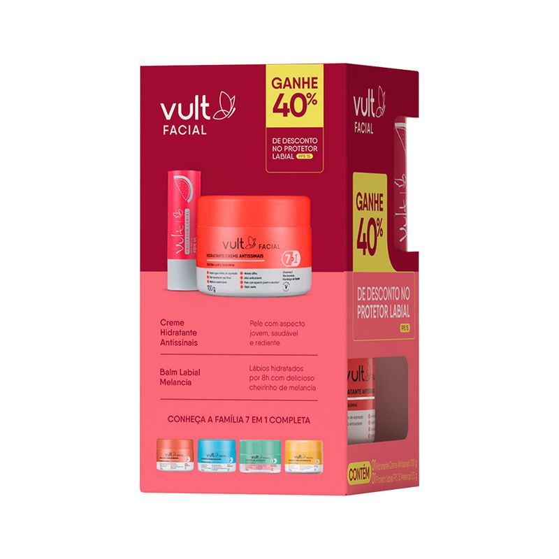 Kit-Vult-Facial-Creme-Hidratante-Antissinais-100gr---Protetor-Labial-Fps15-Melancia-35gr-Promocional