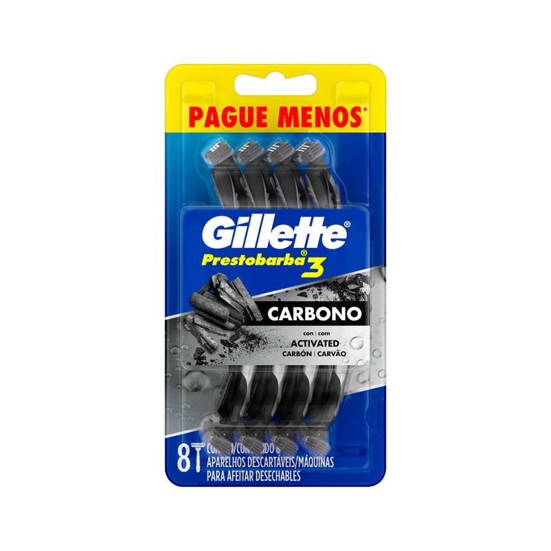 Aparelho-De-Barbear-Descartavel-Gillette-Prestobarba3-Carbono-Com-8-Unidades-Pague-Menos-Especial