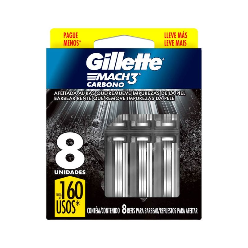 Carga-Para-Aparelho-De-Barbear-Gillette-Mach3-Carbono-Com-8-Unidades-Leve-Mais-Pague-Menos-Especial