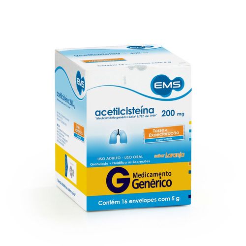 Acetilcisteina-Ems-200mg-Com-16-Envelopes-De-5g