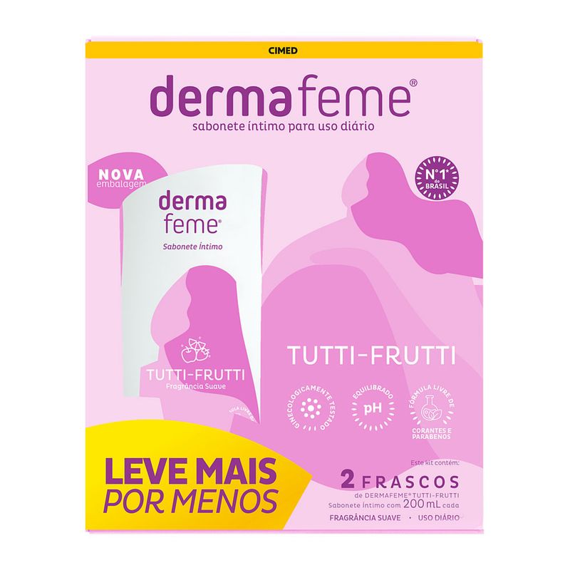 Kit-Sabonete-Liquido-Intimo-Dermafeme-Tutti-frutti-Com-2-Unidades-200ml--Cada-Especial