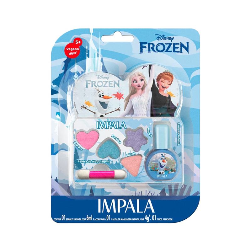 Kit-Esmalte-Infantil-6ml---Paleta-De-Maquiagem-Infantil-4g---Pincel--Aplicador-Impala-Disney-Frozen