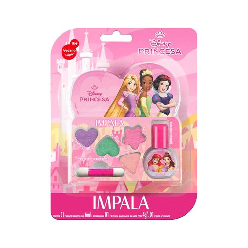 Kit-Esmalte-Infantil-6ml---Paleta-De-Maquiagem-Infantil-4g---Pincel--Aplicador-Impala-Disney-Princesas