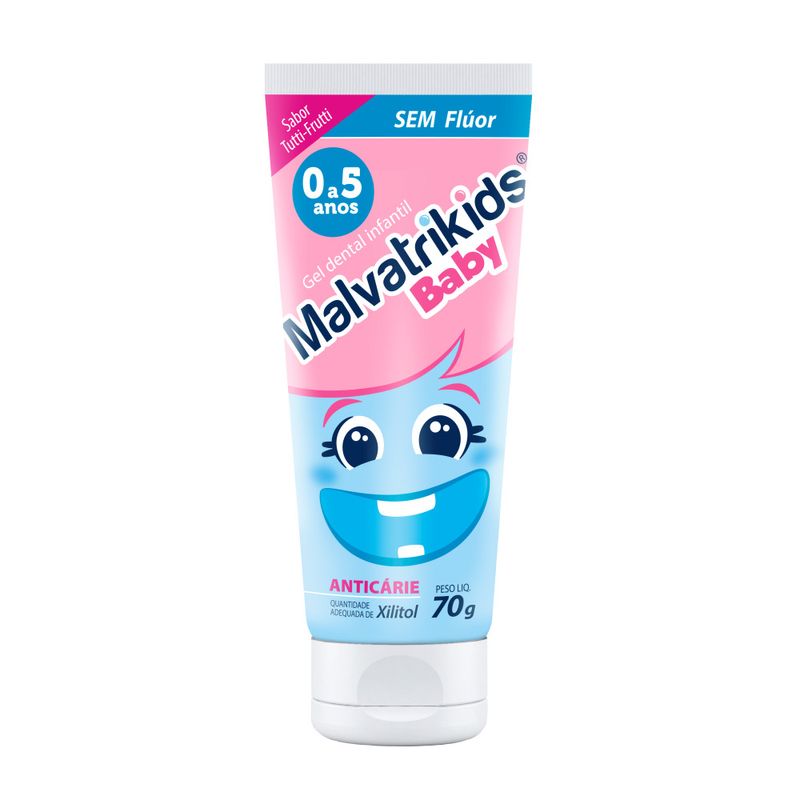 Gel-Dental-Infantil-Malvatrikids-Baby-Sabor-Tutti-Frutti-70g