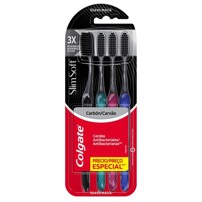 Escova-Dental-Colgate-Slim-Soft-Black-4-unid Escova-Dental-Colgate-Slim-Soft-Black-4-unid