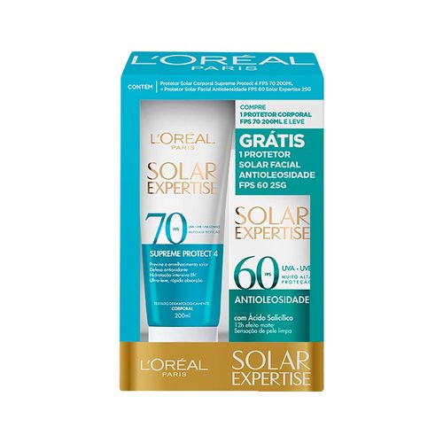 Kit-Protetor-Solar-L-oreal-Expertise-Corporal-Supreme-Protect-4-Fps-70--200ml---Facial-Antioleosidade-Fps-60-25gr-Especia