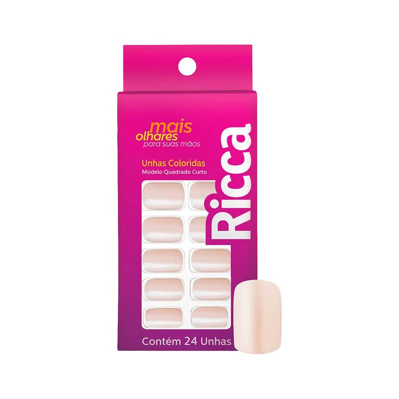 Unhas-Ricca-Com-24-Branco-Quadrado-Curto