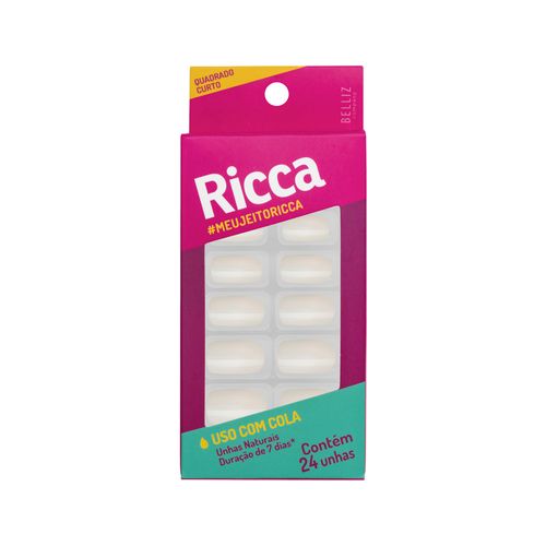 Unhas-Ricca-Com-24-Incolor-Quadrado-Curto