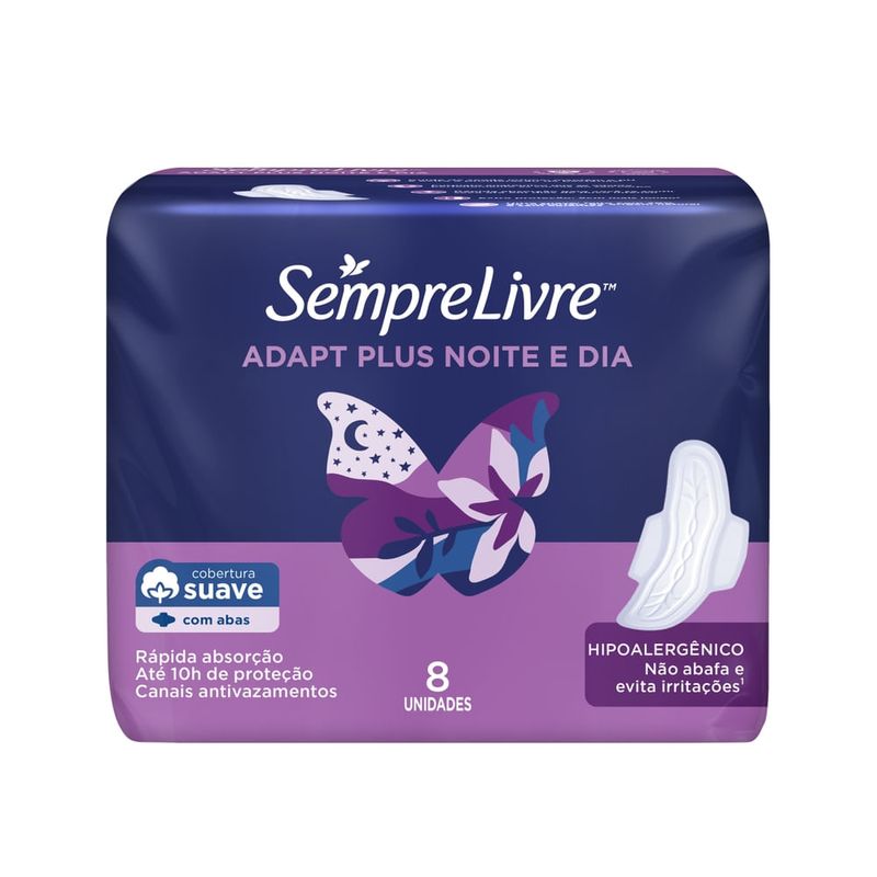 Absorvente-Sempre-Livre-Adapt-Plus-Note-E-Dia-Suave-Com-Abas-8-Unidades