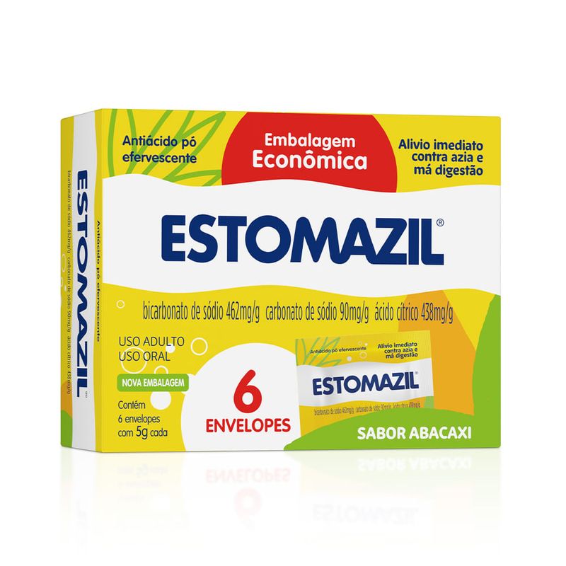 Antiacido-Po-Efervescente-Abacaxi-Estomazil-6-Saches-Embalagem-Economica