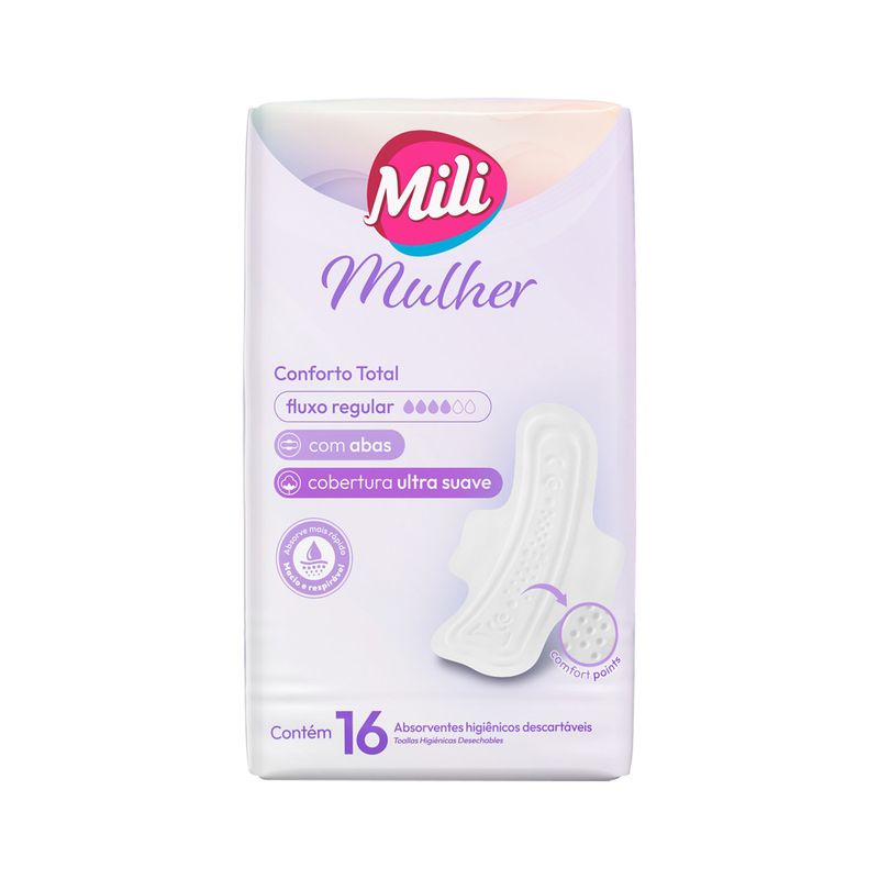 751157-Mili-Mulher-Absorvente-Conforto-Total-Fluxo-Regular-Com-Abas-Com-16